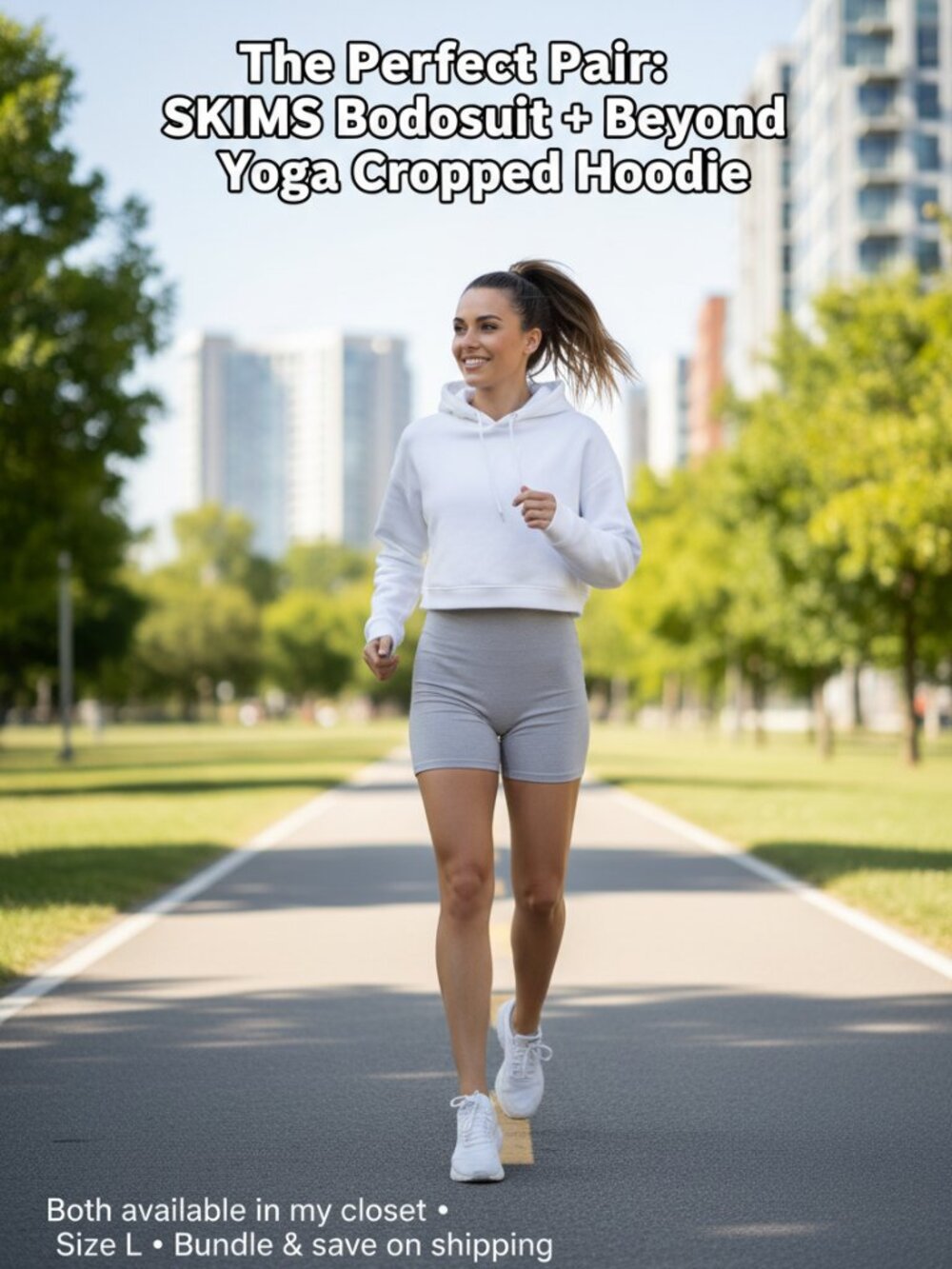 Beyond Yoga Luxefleece Cropped Hoodie White Large Soft Athleisure Sweatshirt View 2